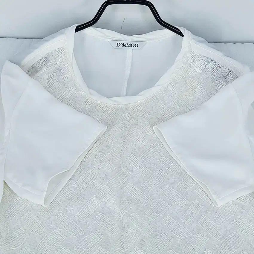 데무 여성 앞스팽글짜임 쉬폰블라우스 연아이보리85 (HU40013) 4