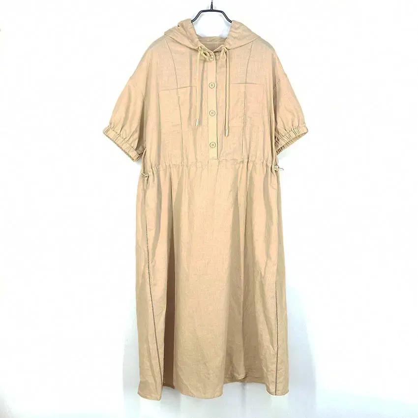 여성 춘하 스트링 후드 홑겹 미디원피스 베이지F (HU39952) 2