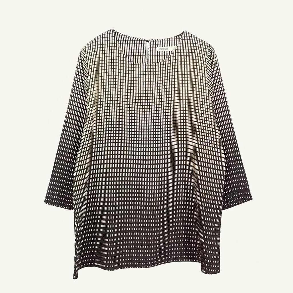 모스코나 여성 춘하 8부소매 블라우스 베이지 블랙95 (HU39938) 1