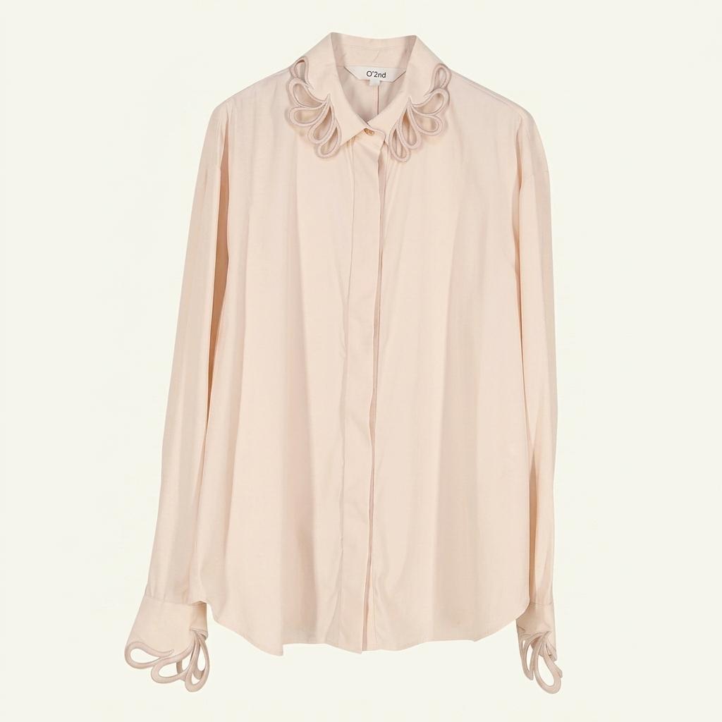 오즈세컨 여성 춘추 히든버튼 블라우스 톤다운핑크 (HU39931) 1