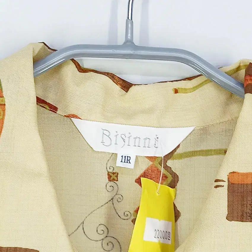 Bisinni 남성 프린팅 시스루 반팔셔츠 옐로우베이지 (HU39863) 5