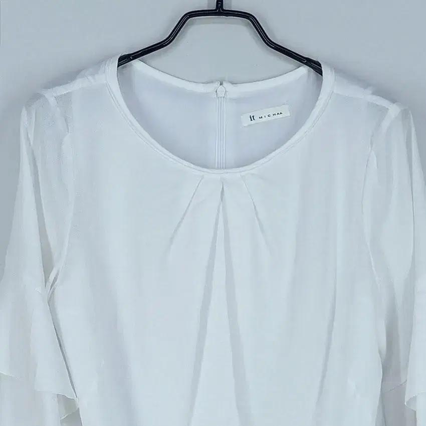 잇미샤 여 레이온 핀턱 프릴소매 블라우스 화이트 (HU23666) 4