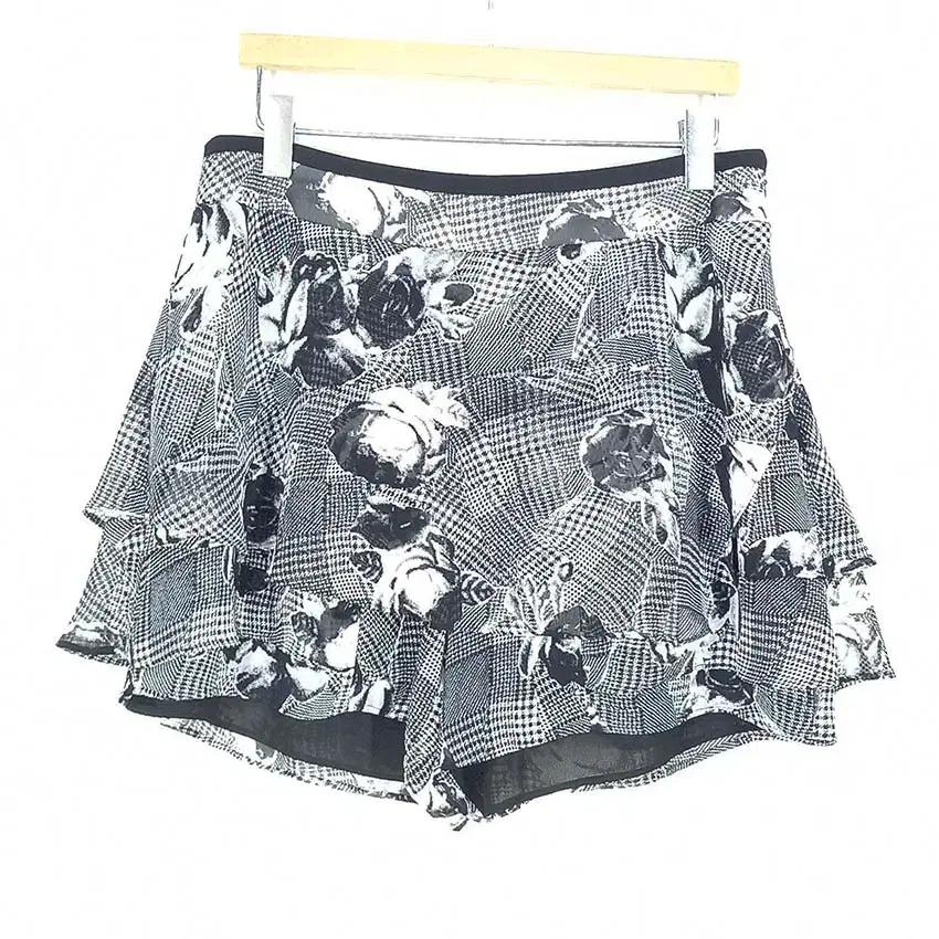 꼼빠니아 여성 쉬폰 프린팅 캉캉 미니팬츠 블랙67 (HU39605) 2