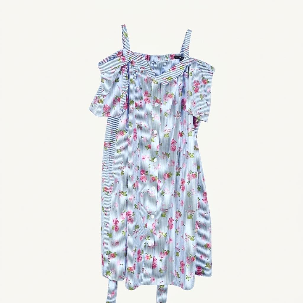 티렌 여성 뒷밴딩 허리끈 오프숄더 원피스 블루66 (HU39575) 1