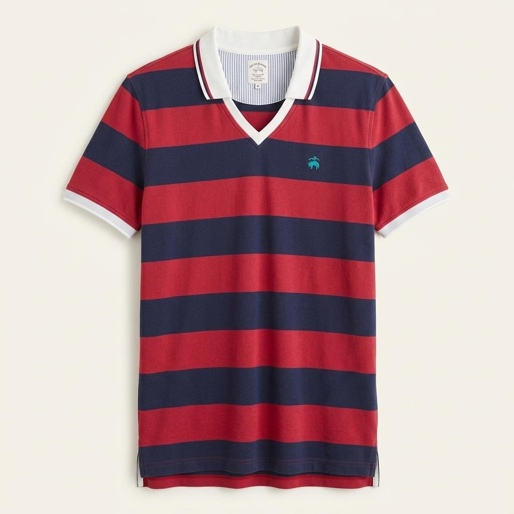 브룩스브라더스 남성 배색 카라반팔티 레드XL (HU39486) 1