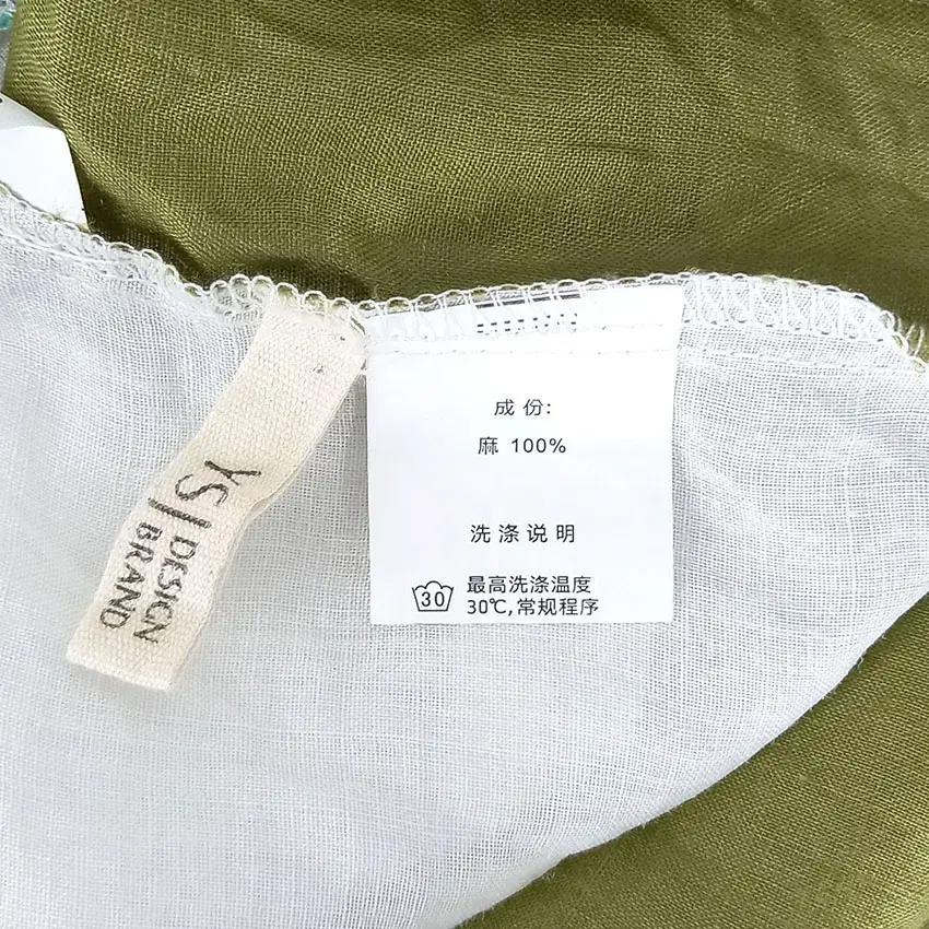 빈티지 여 마100% 앞뒤배색 반팔블라우스 그린 (HU31771) 7