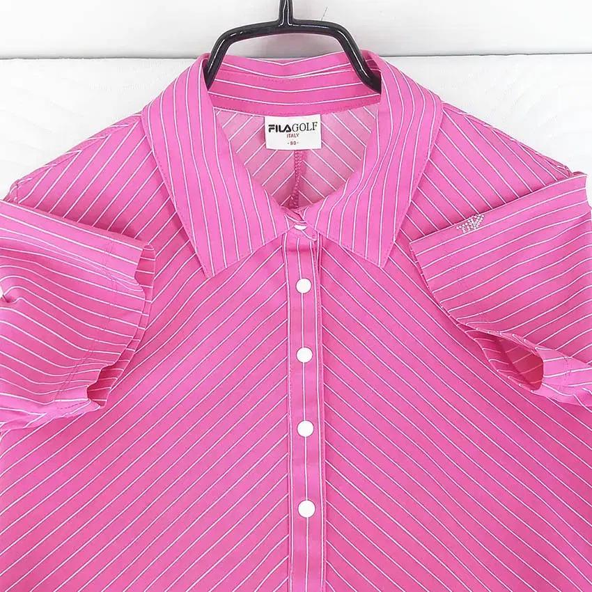 휠라골프 여성 소매큐빅 스판끼 카라반팔티 진핑크 (HU39263) 4