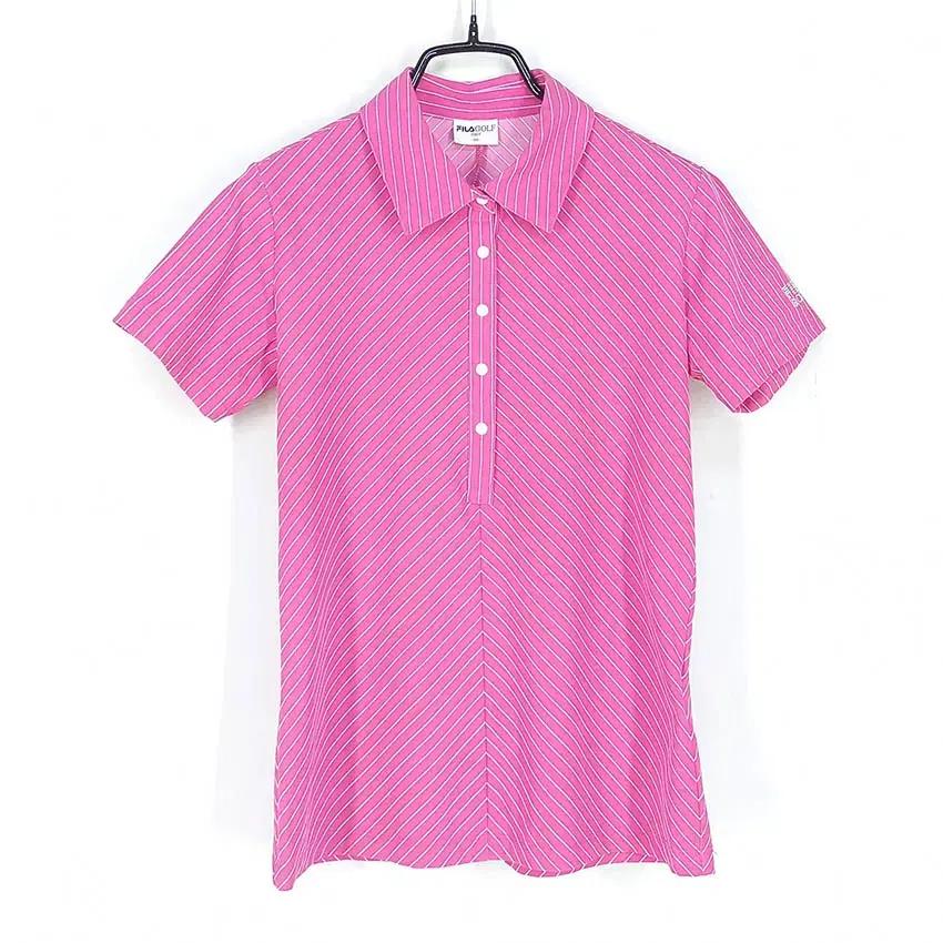 휠라골프 여성 소매큐빅 스판끼 카라반팔티 진핑크 (HU39263) 2
