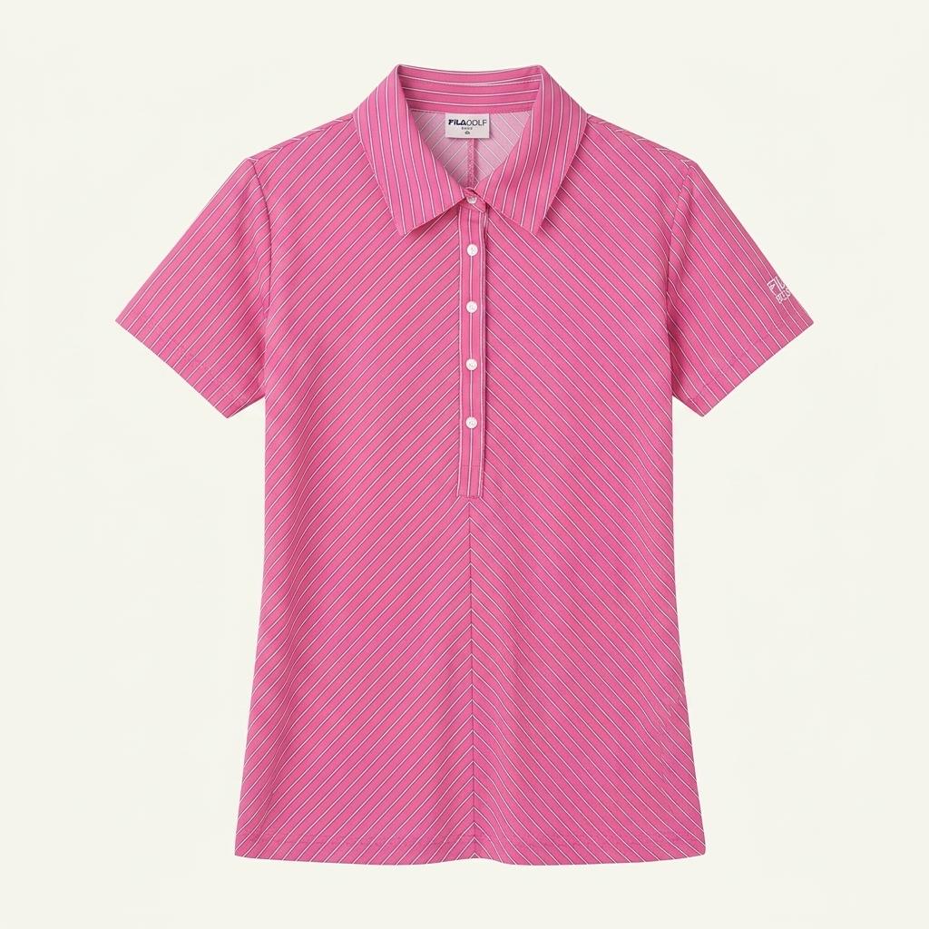 휠라골프 여성 소매큐빅 스판끼 카라반팔티 진핑크 (HU39263) 1