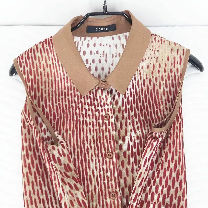 꾸즈 여성 쉬폰 민소매블라우스 브라운55 (HU39253) 4