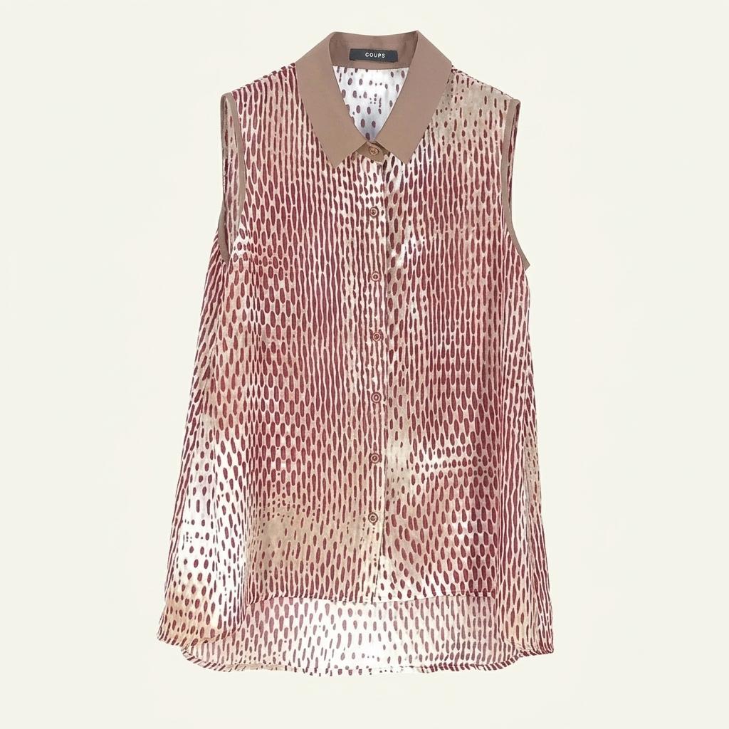 꾸즈 여성 쉬폰 민소매블라우스 브라운55 (HU39253) 1