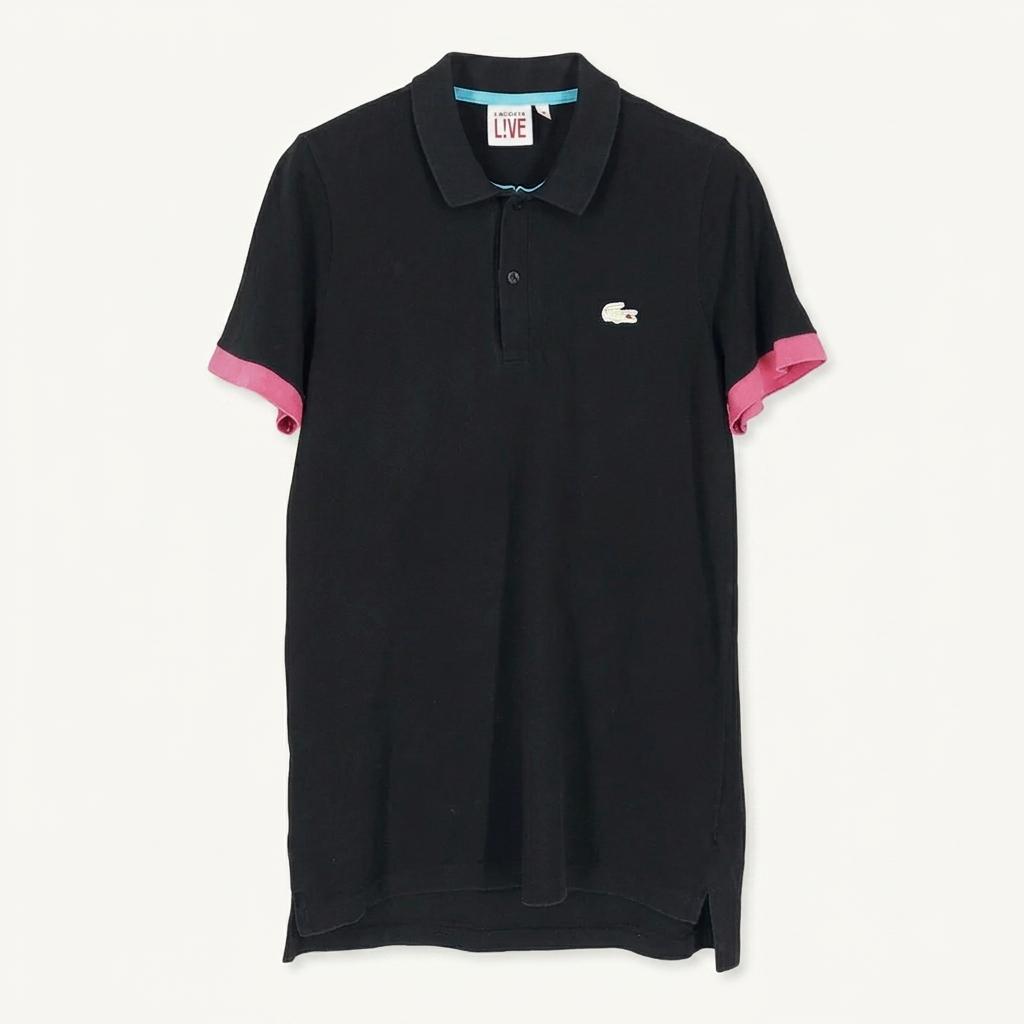 라코스테 여성 소매배색 카라반팔티 블랙 (HU39252) 1