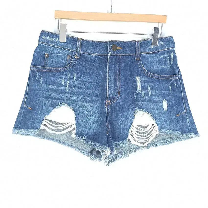 쥬시쥬디 여성 헤짐 데님 핫팬츠 진청 (HU39195) 2