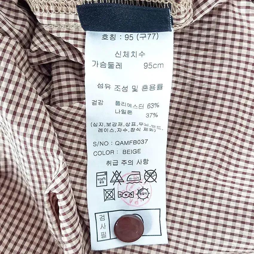 오아로 여성 여름 체크 지짐이 블라우스 진베이지95 (HU39148) 6
