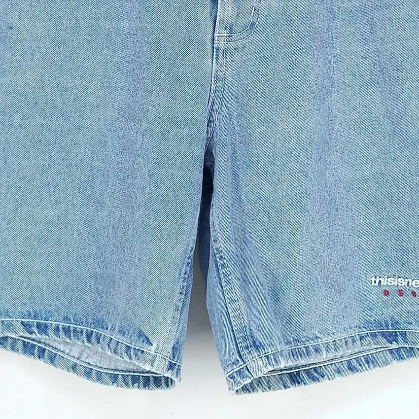 디스이즈네버댓 남성 하단자수 5부 데님팬츠 연청M (HU33371) 5