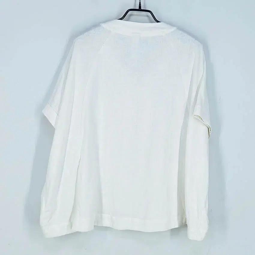 서영수 여성 린넨혼방 루즈 반팔집업자켓 아이보리66 (HU38747) 3