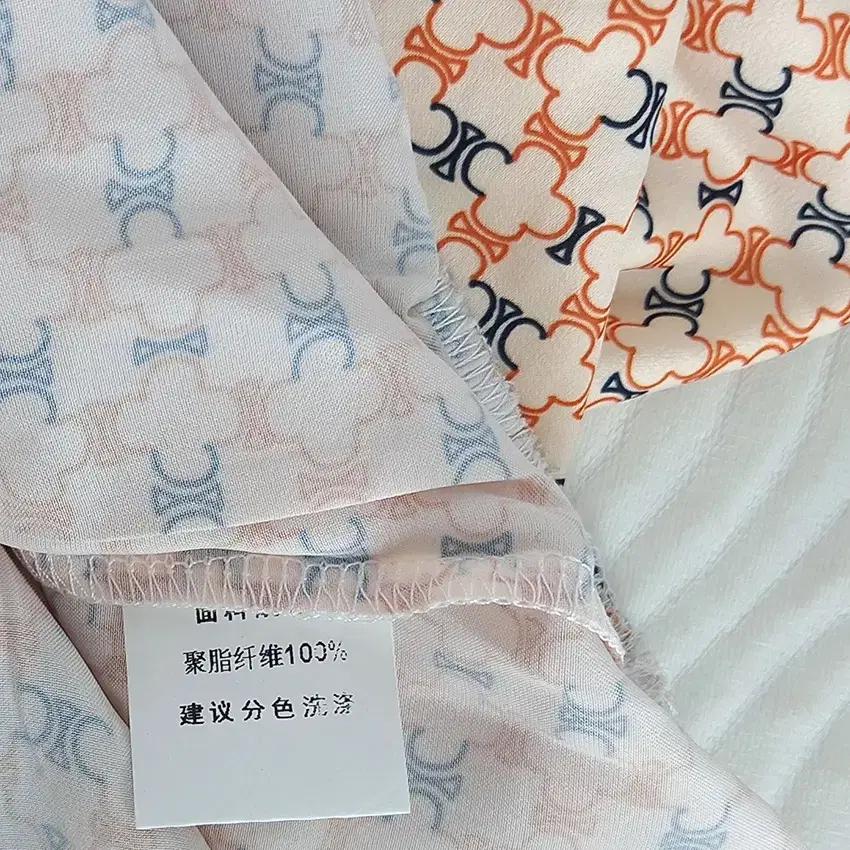 여성 오렌지색패턴 반팔블라우스 베이지 (HU38727) 6