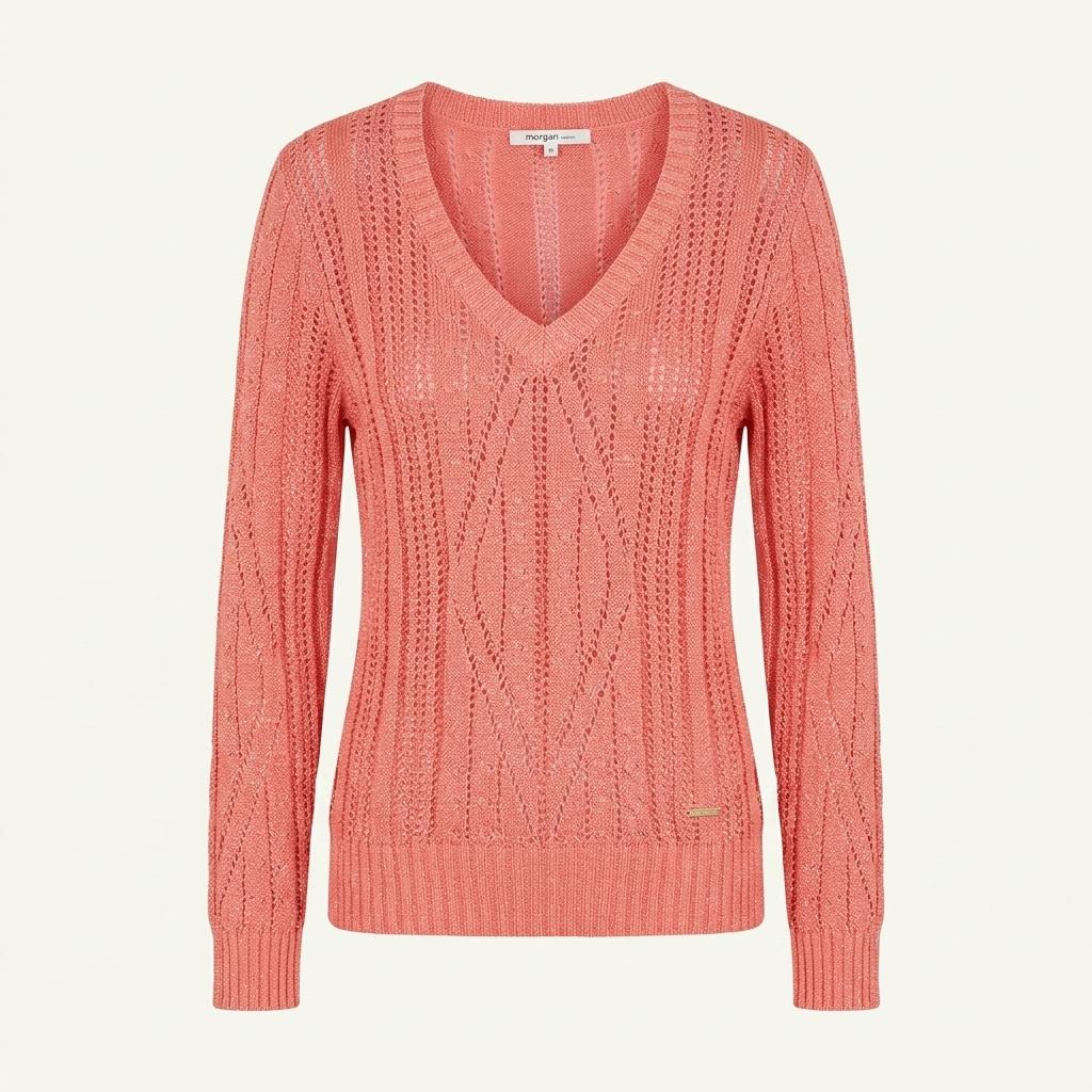 마르퀴스 여성 춘하 짜임 펄 니트티 살몬핑크95 (HU38231) 1