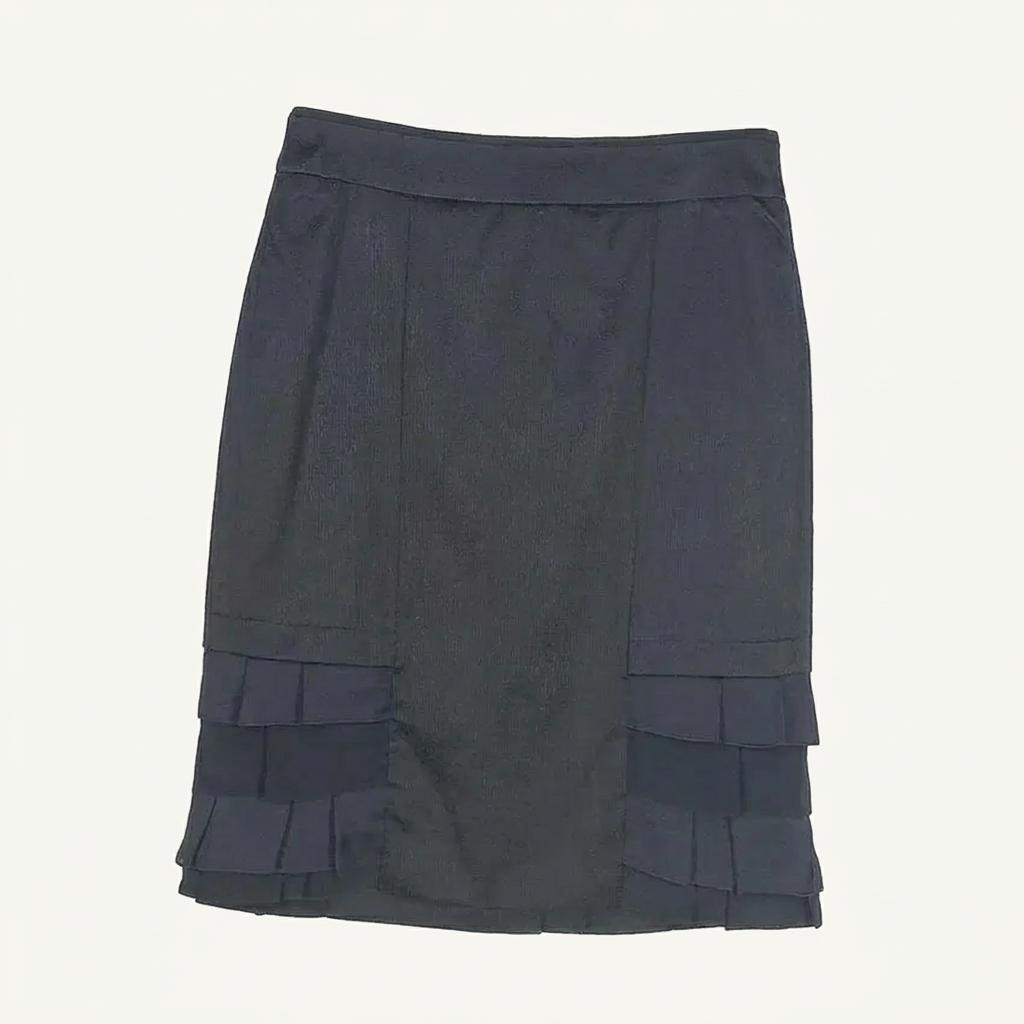 데코 여성 면혼방 캉캉 슬림 춘하 미디스커트 블랙 (HU38160) 1