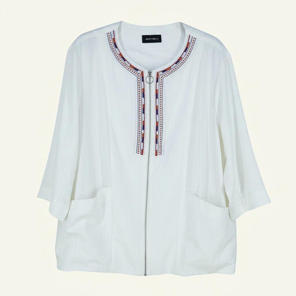 베스띠벨리 여성 7부소매 집업자켓 아이보리66 (HU38133) 1