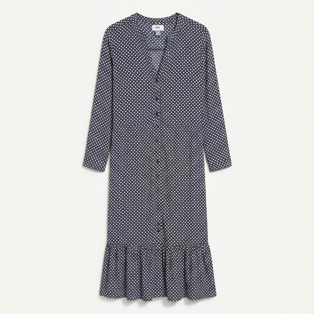 올드네이비 레이온 뒷밴딩 9부소매 춘하원피스 블랙 (HU38049) 1