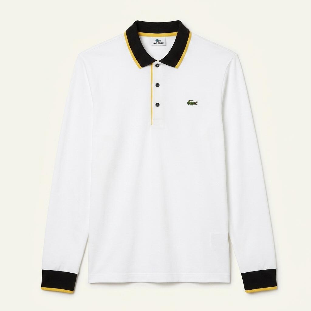 라코스테 남성 배색 카라긴팔티 화이트95 (HU37904) 1