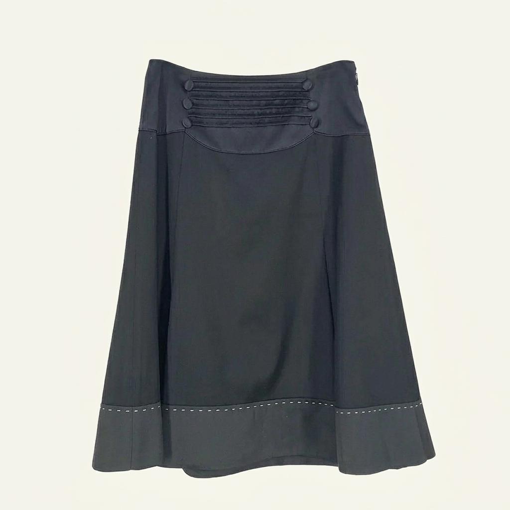 샤틴 여성 춘추 플레어 미디스커트 블랙 (HU37825) 1