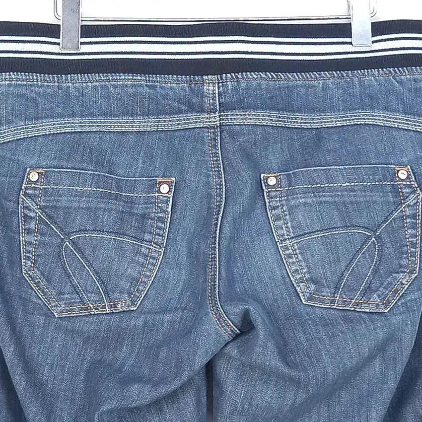 르꼬끄 여성 허리밴딩 6부 데님팬츠 중청 (HU37823) 4