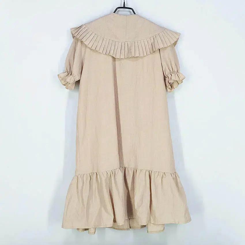 빈 여성 빅카라 핀턱 반팔원피스 베이지 (HU37797) 3