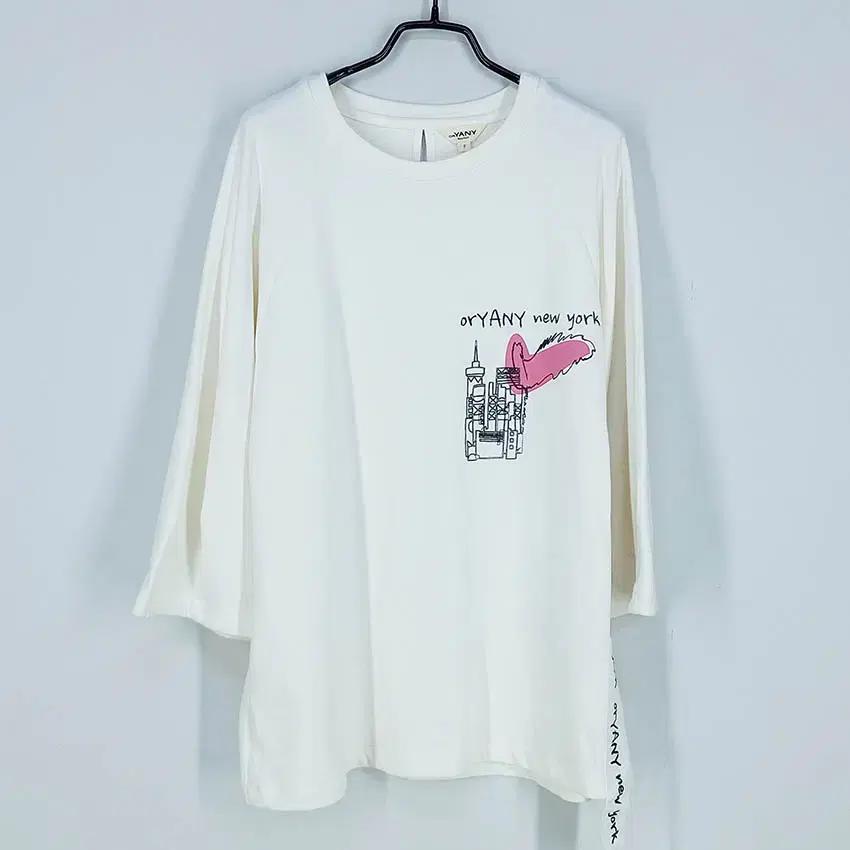 오야니 여성 춘추 루즈핏 8부소매 티셔츠 연크림 (HU37722) 2