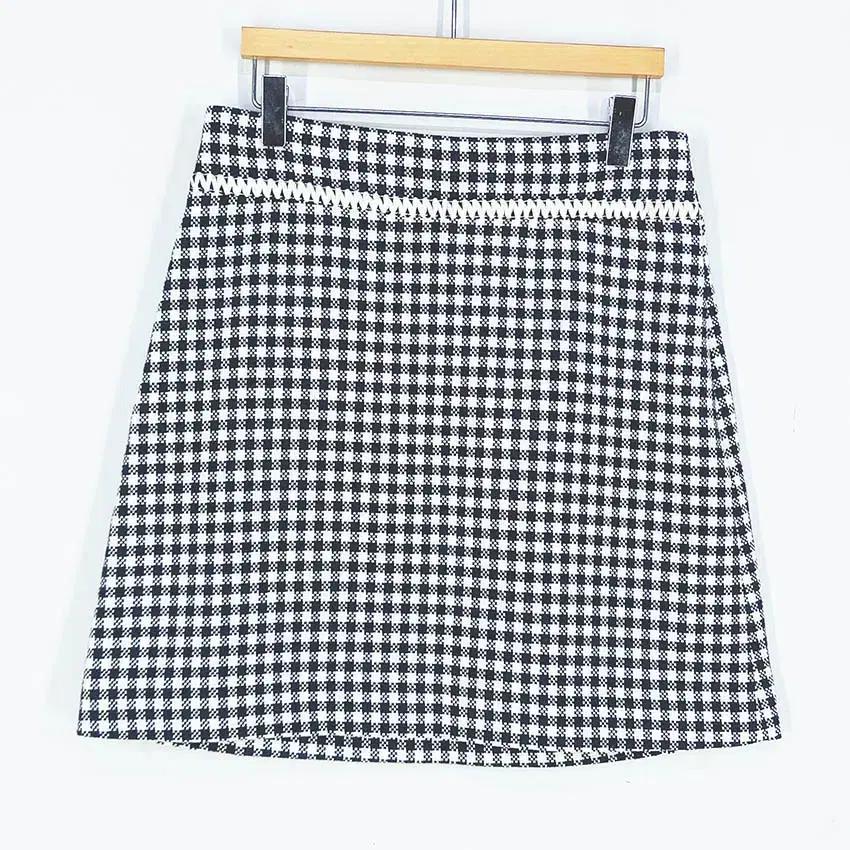 JSNY 여성 체크배색 춘추 미니스커트 네이비67 (HU37570) 2