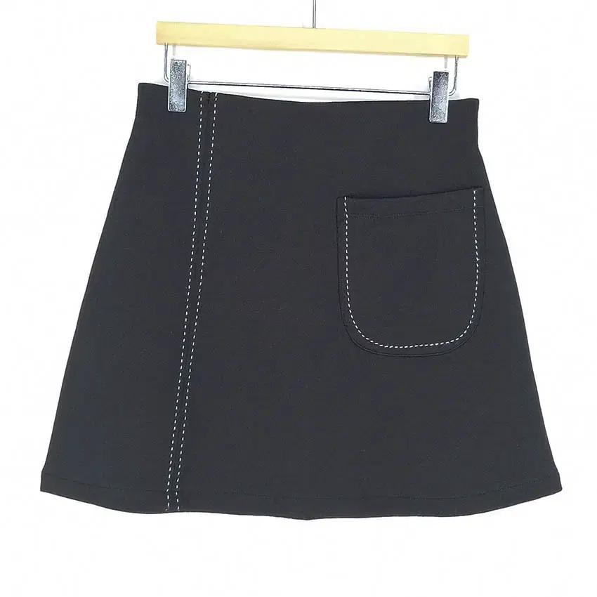 자라 허리밴딩 A라인 스판 춘추 미니스커트 블랙70 (HU37569) 2