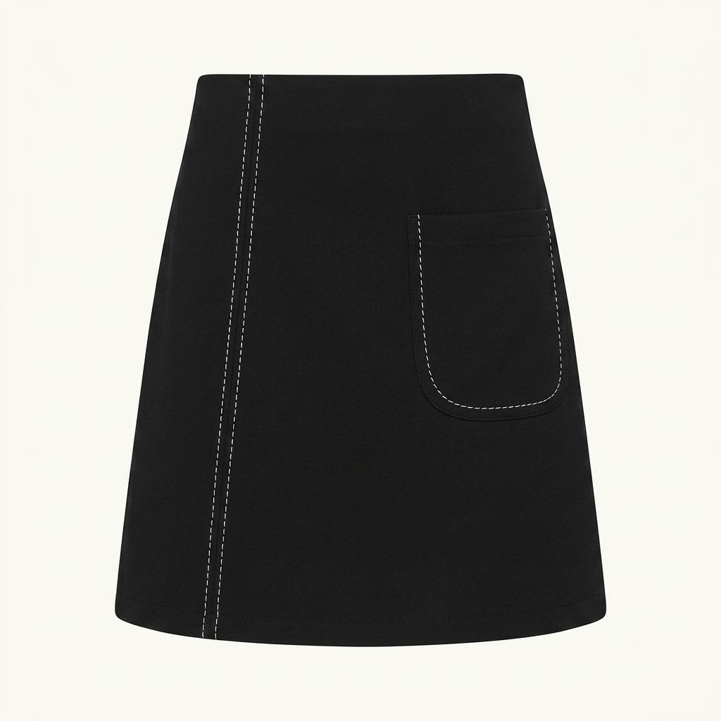 자라 허리밴딩 A라인 스판 춘추 미니스커트 블랙70 (HU37569) 1