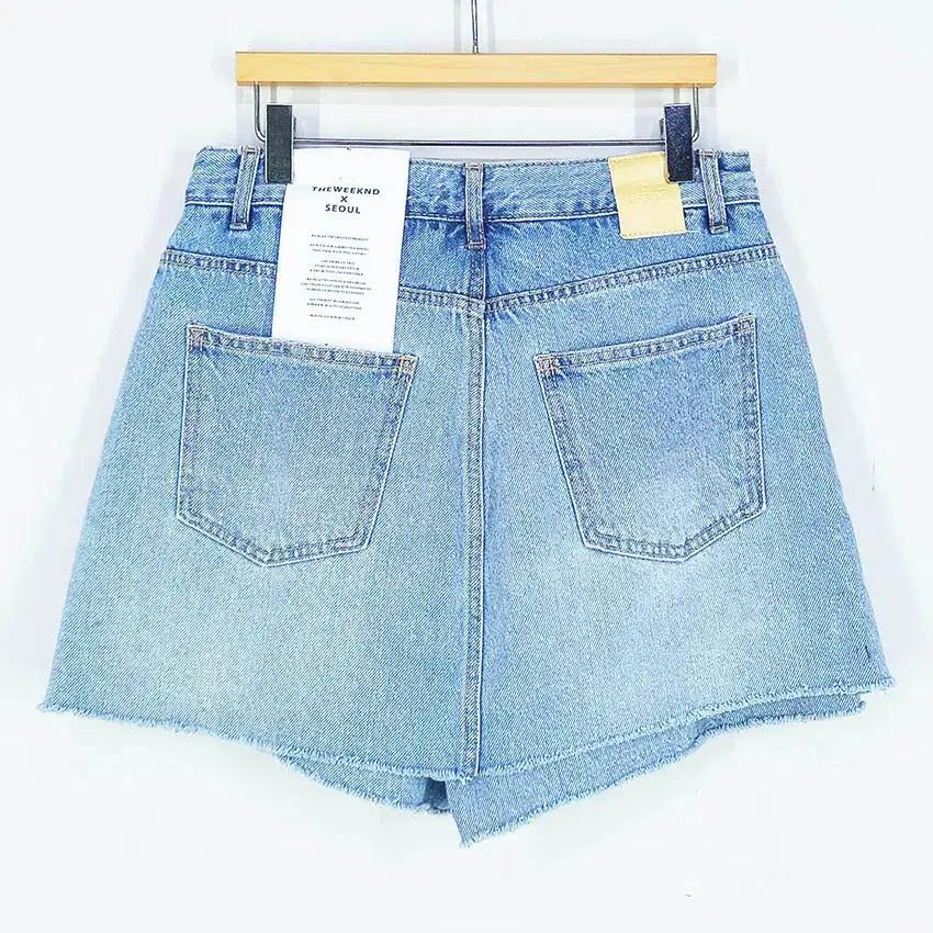 더위켄드 여성 뒤이중 데님 미니 치마바지 연청 (HU37568) 3