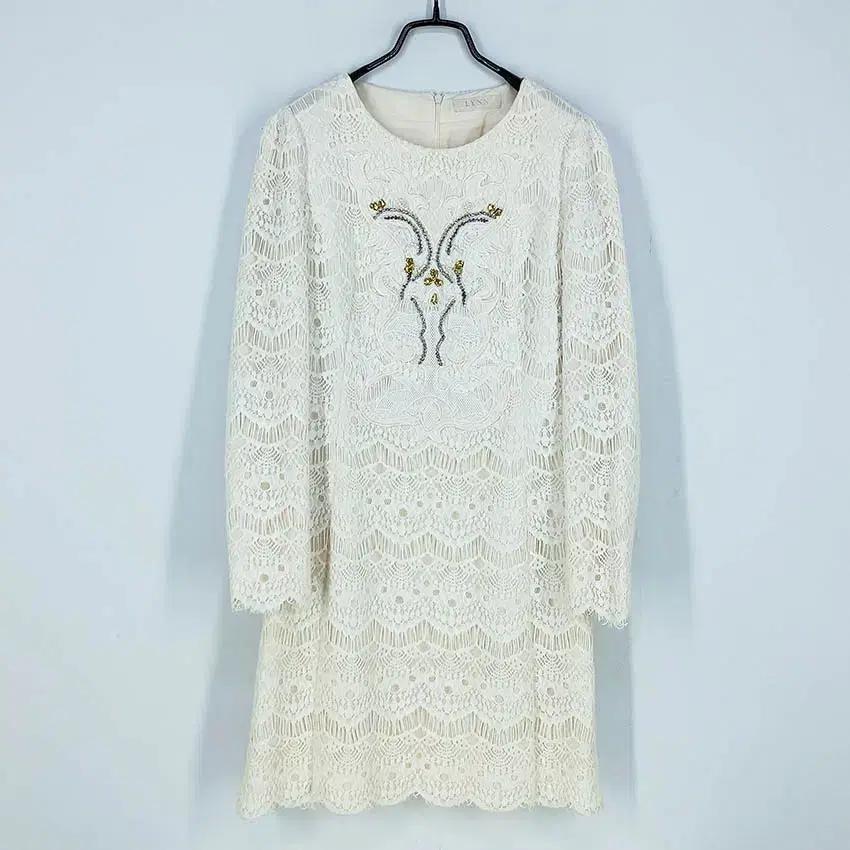 린 여성 춘추 레이스 큐빅 미니원피스 크림 (HU37501) 2