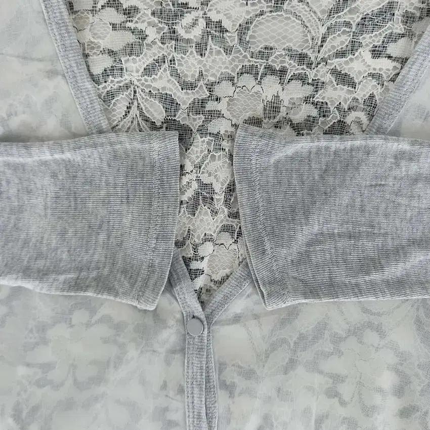 비지트 여 쉬폰레이어드 앞시스루 가디건 그레이55 (HU16954) 6