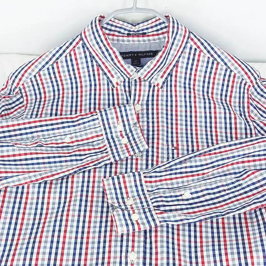타미힐피거 남성 커스텀핏 체크셔츠 화이트 (HU37359) 4