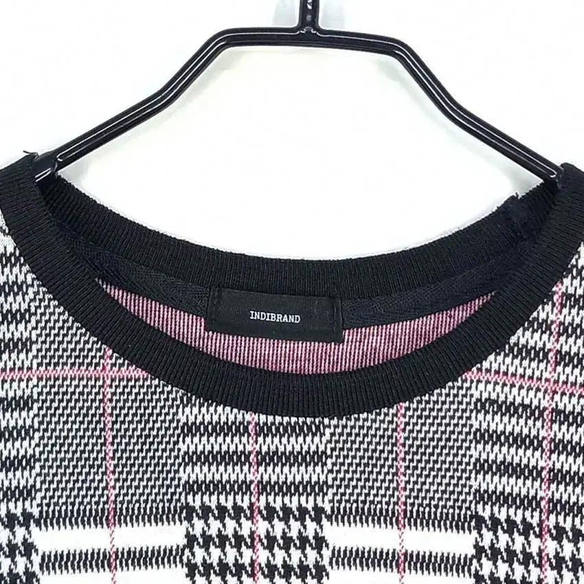 인디브랜드 여성 체크 니트반팔 롱티셔츠 블랙 (HU37340) 5