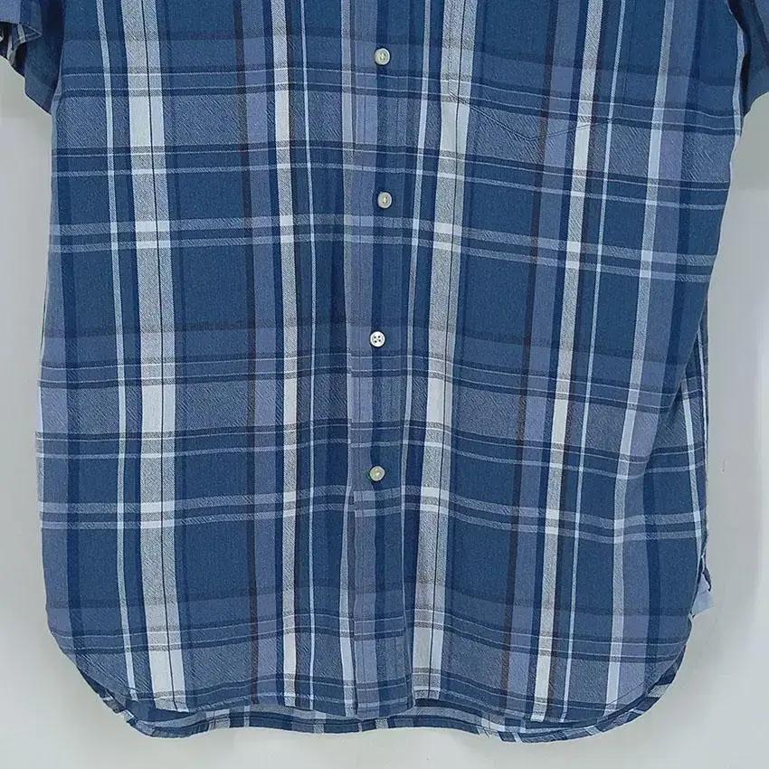타미힐피거 남 TRIM FIT 체크 코튼 반팔셔츠 블루M (HU22628 5