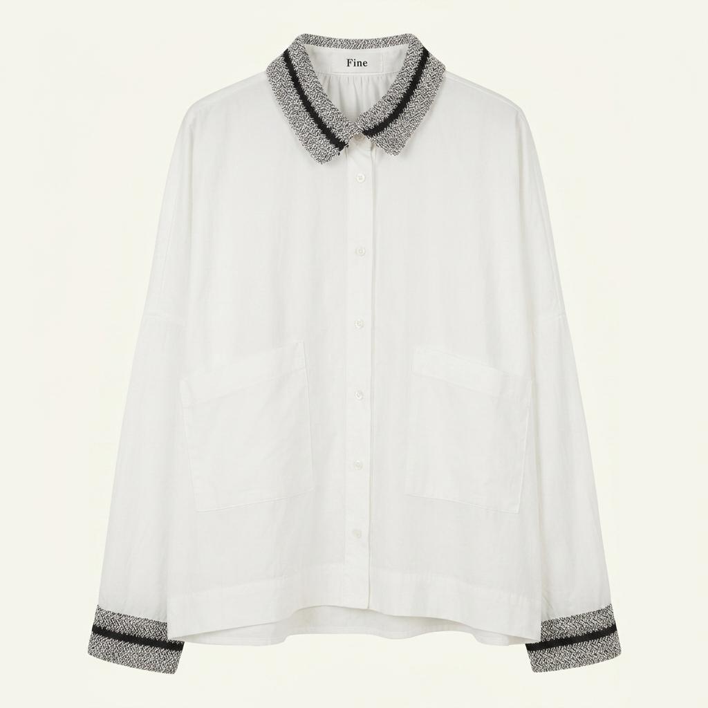 Fine 여 뜨개넥소매 가오리핏 블라우스탑 화이트F (HU17502) 1