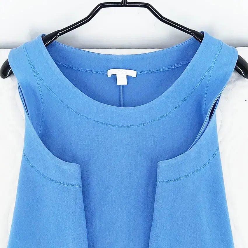 코스 여성 A라인 루즈핏 민소매원피스 블루M (HU37131) 4