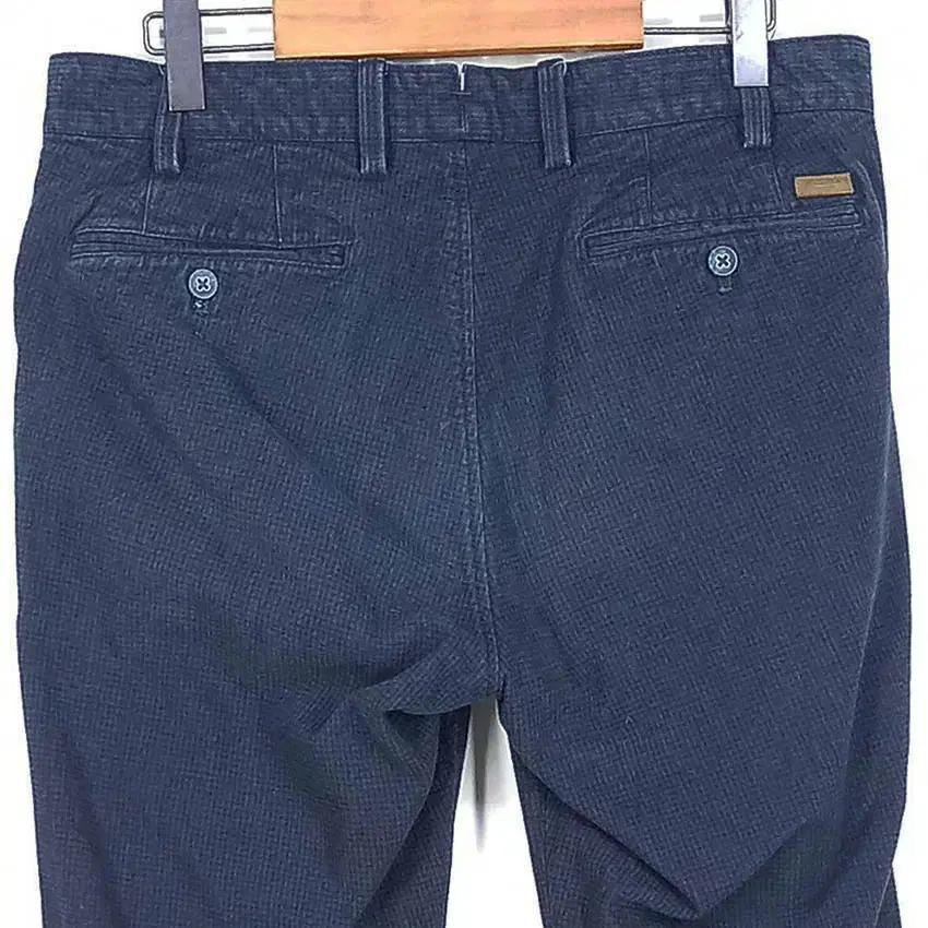 마시모두띠 남성 잔체크 일자 춘추 면팬츠 네이비 (HU36572) 4
