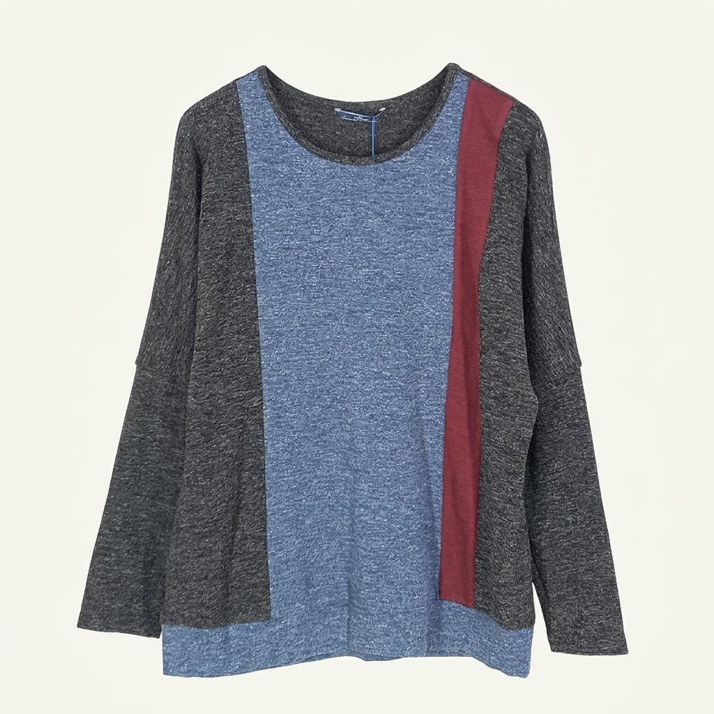 fleuo 여성 가오리핏 춘추 아크릴 티셔츠 블루S (HU36404) 1