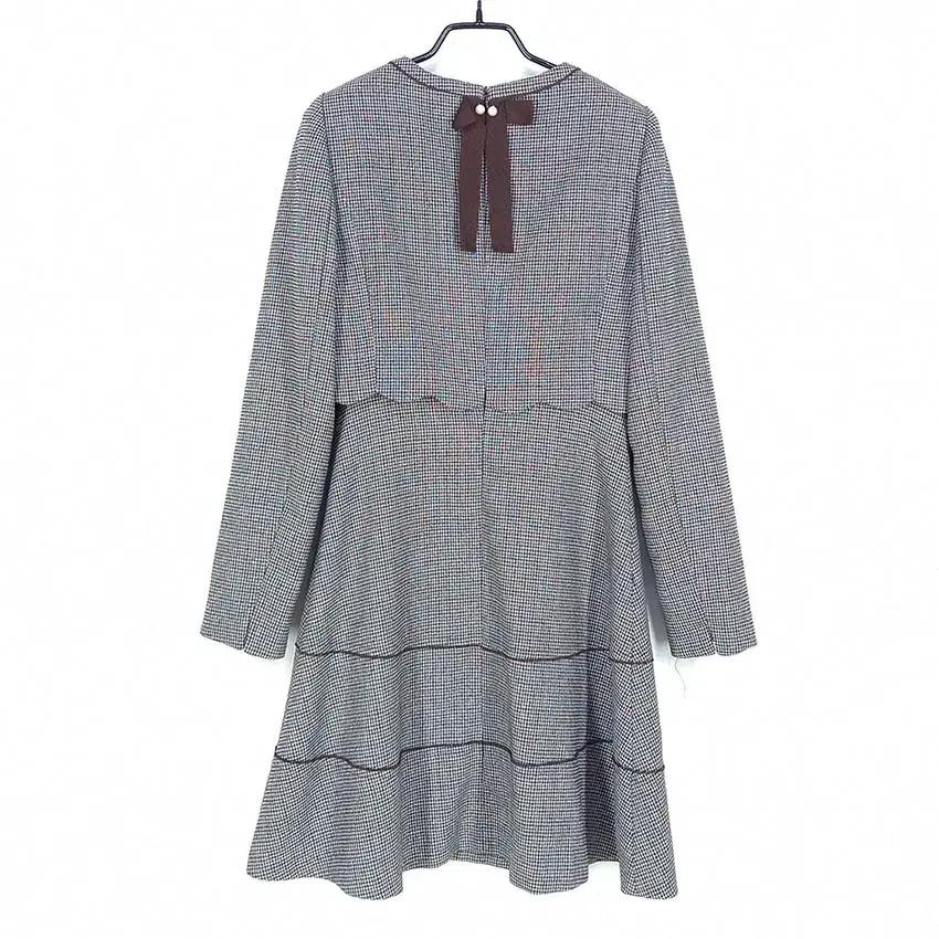 라인 여성 백리본 잔체크 미니원피스 그레이 (HU36172) 3