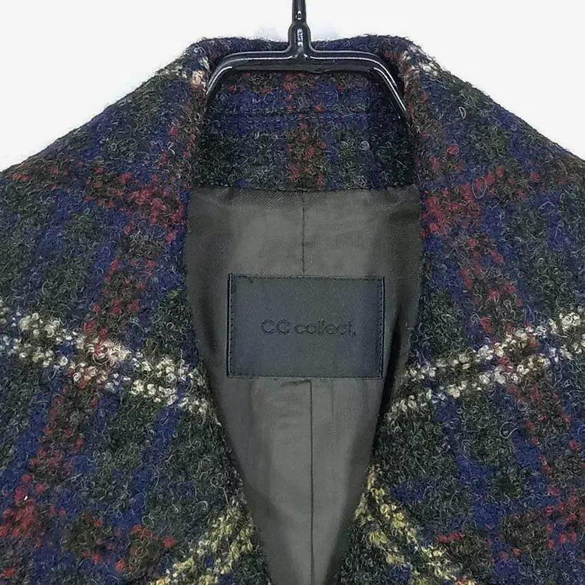 씨씨콜렉트 여 양모혼방 배색 모직코트 다크그린55 (HU36061) 7