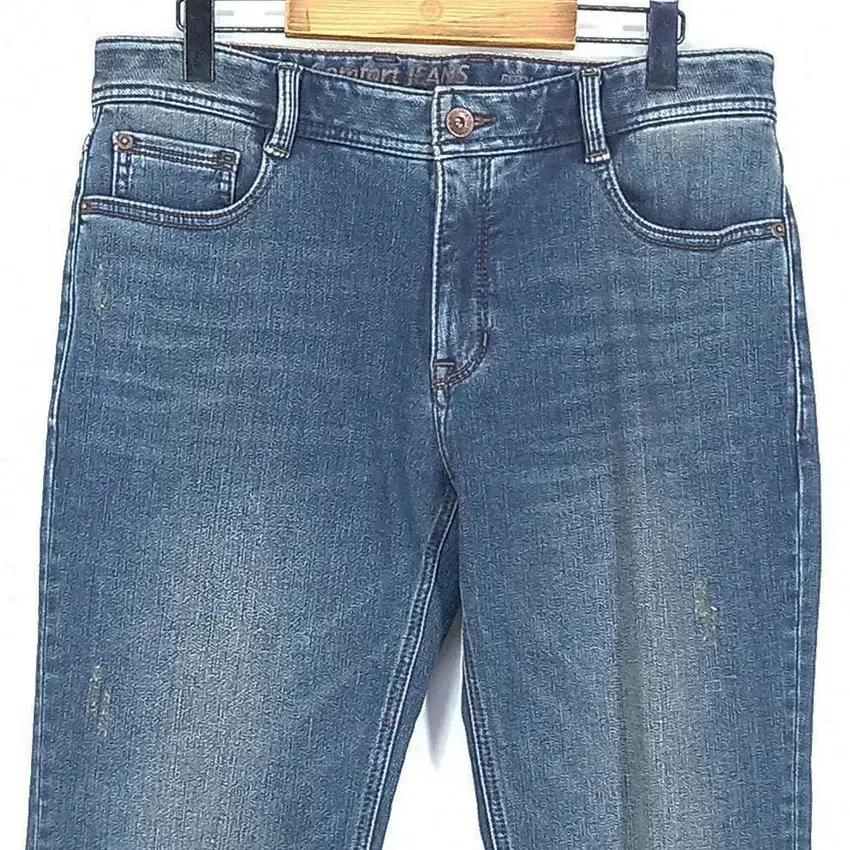브렌우드 남성 약기모 일자 스판 데님팬츠 중청82 (HU35278) 4