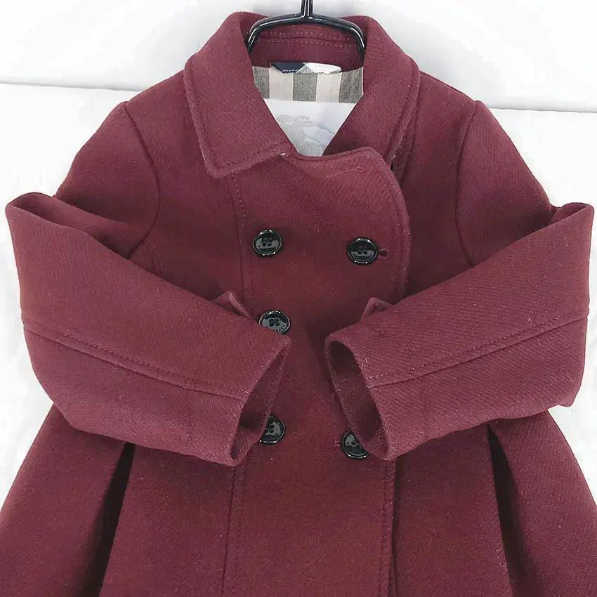 버버리 아동 더블버튼 모직코트 버건디100(3Y) (HU34970) 6