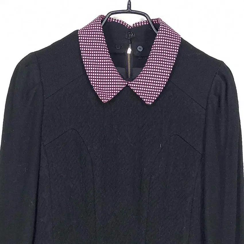 온앤온 엠보패턴 카라탈부착가능 모직원피스 블랙 (HU35033) 4