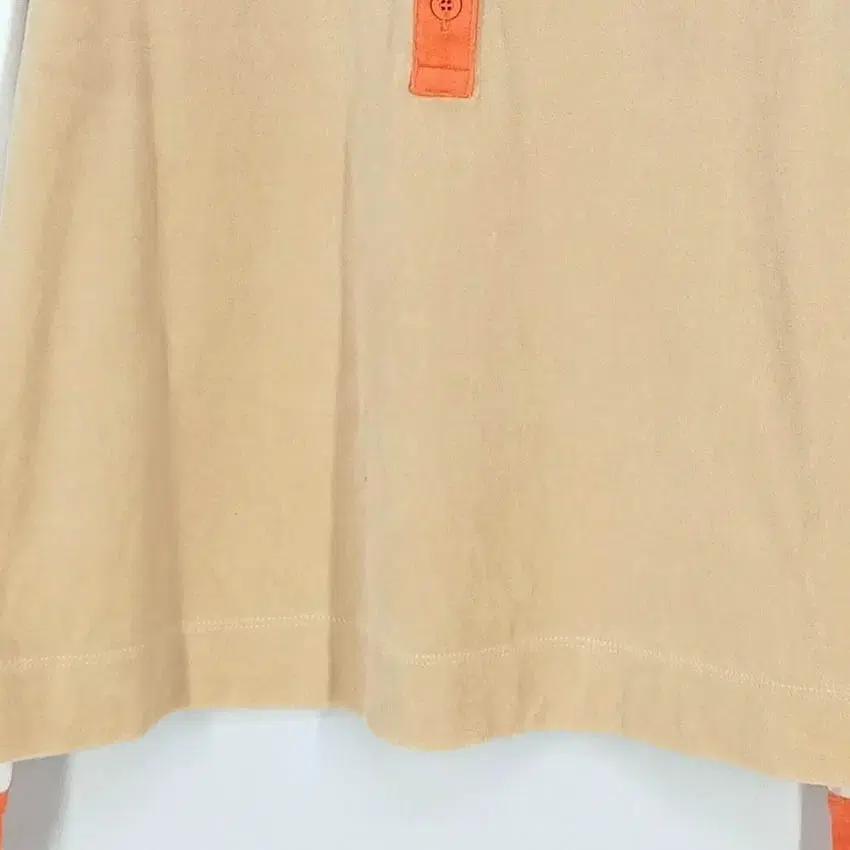 보그너 여성 벨벳 배색 카라긴팔티 베이지 (HU34635) 5