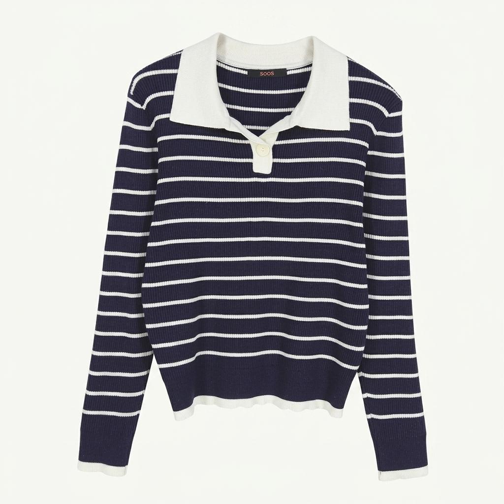 수스 여 스트라이프 카라넥 골지니트티 퍼플85 (HU34545) 1